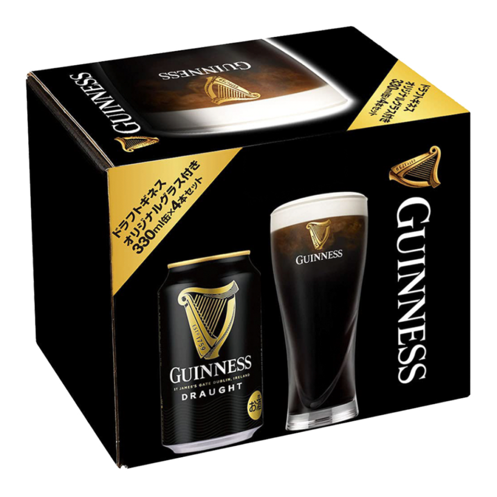Guinness Draught Beer Gift Set 330ml*4 Bottles with Slim Pint Glass